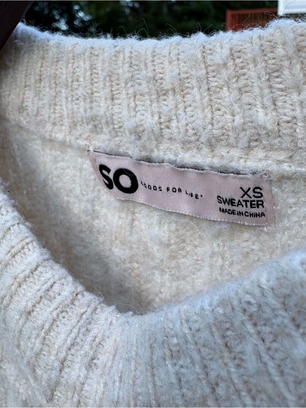 SO Cream Ribbed Crewneck Sweater